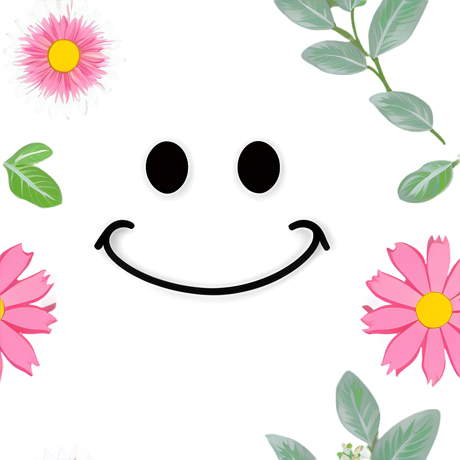 Preppy Smiley Face With Flowers Png 06202024 PNG Image