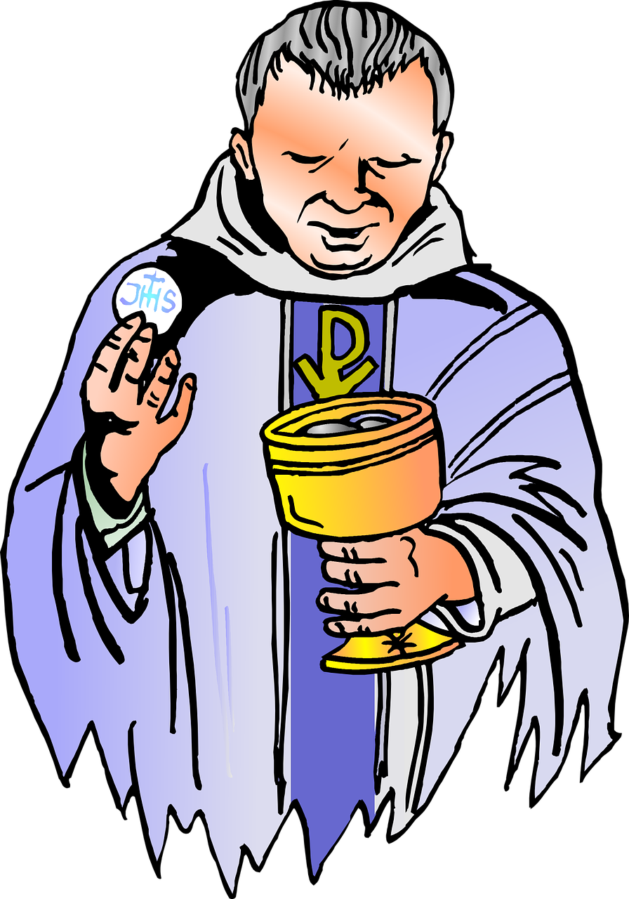 Priest Holding Communion Elements PNG Image