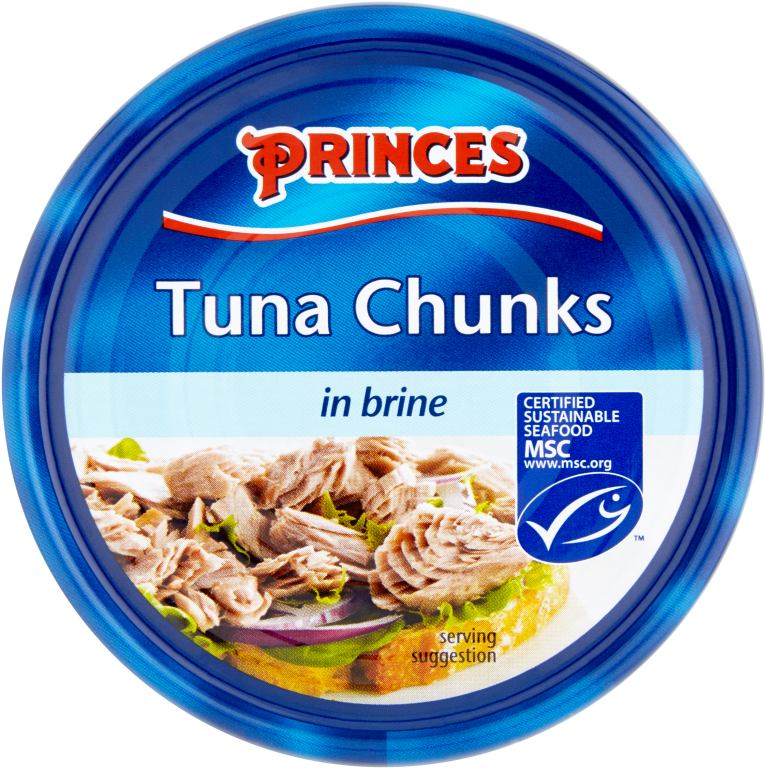 Princes Tuna Chunks Brine Can Top View PNG Image