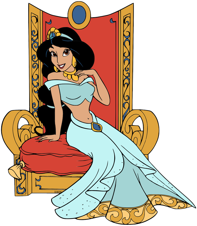 Princess Jasmine Seatedon Throne Illustration PNG Image