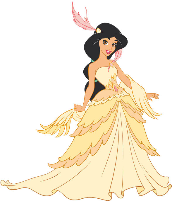 Princess Jasminein Golden Gown Illustration.png PNG Image