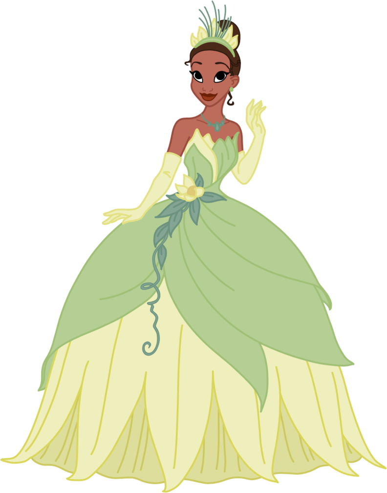 Princess Tiana Elegant Gown Illustration PNG Image