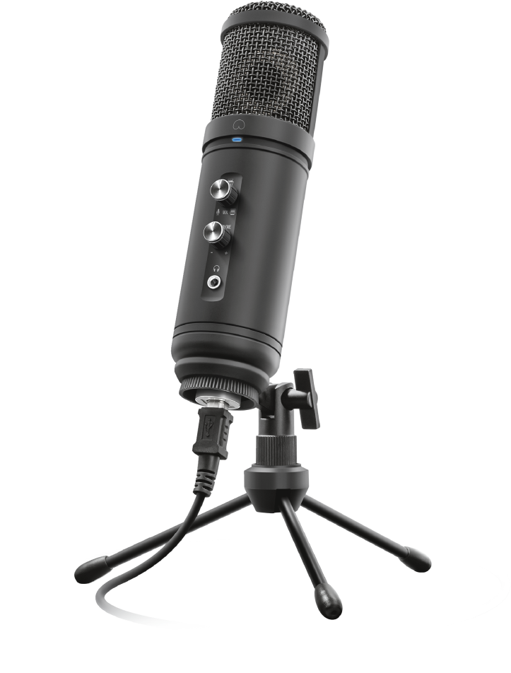 Professional Black Studio Microphone PNG Image