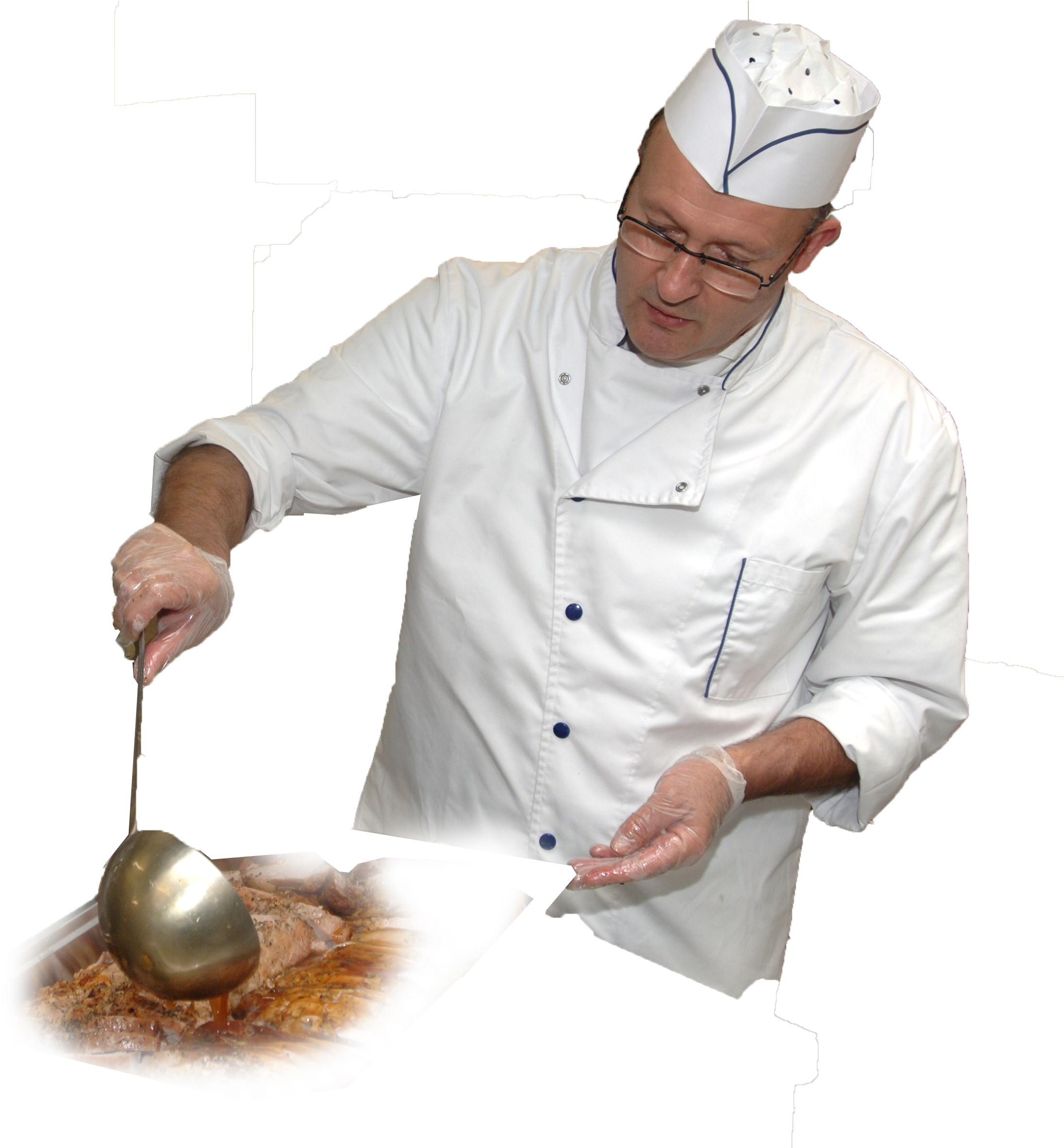 Professional Chef Carving Meat PNG Image