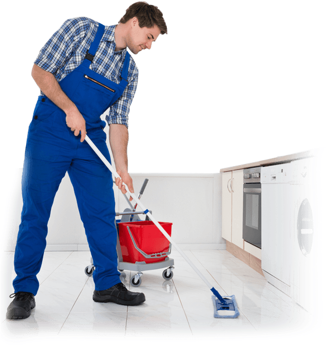 Professional Cleaner Mopping Floor PNG Image