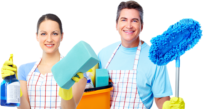 Professional Cleaning Team Readyfor Work PNG Image