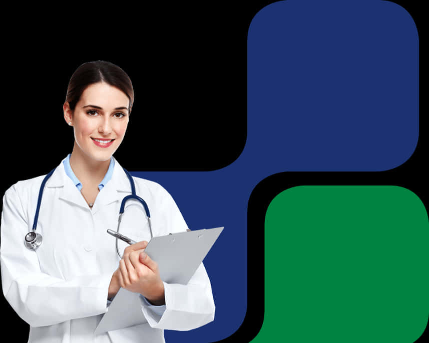 Professional Female Doctorwith Clipboard PNG Image