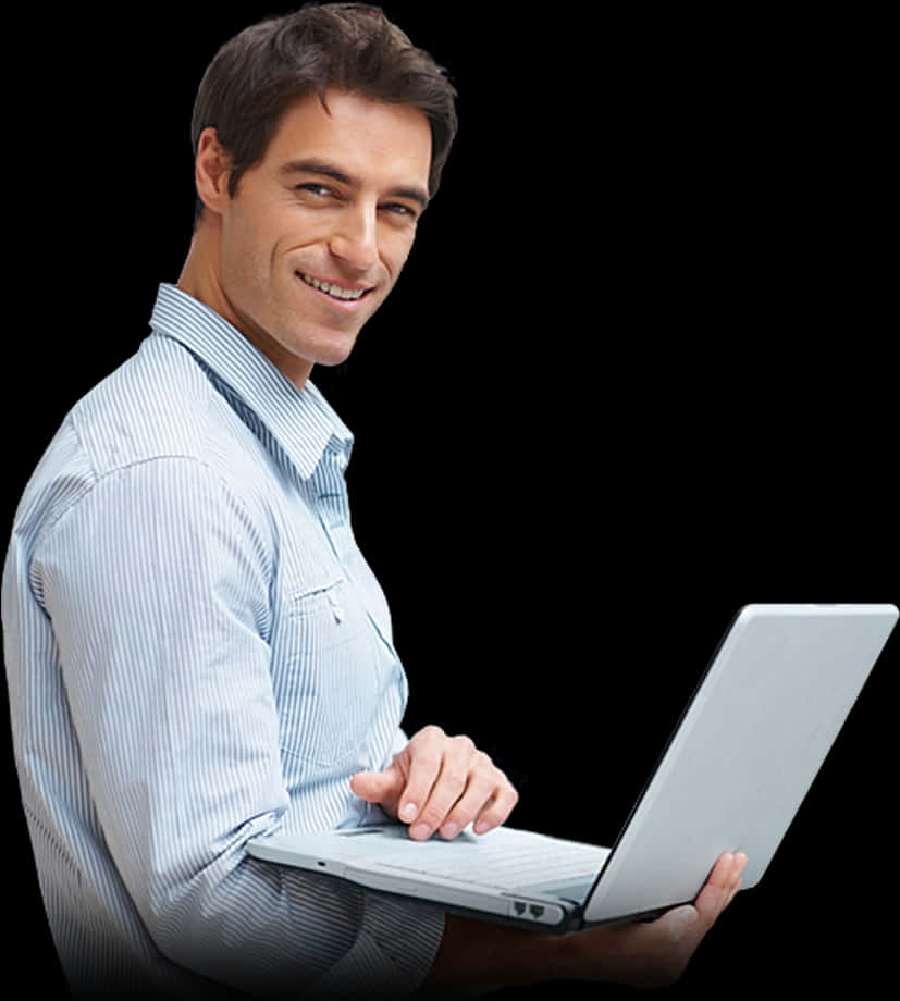 Professional Man Using Laptop PNG Image