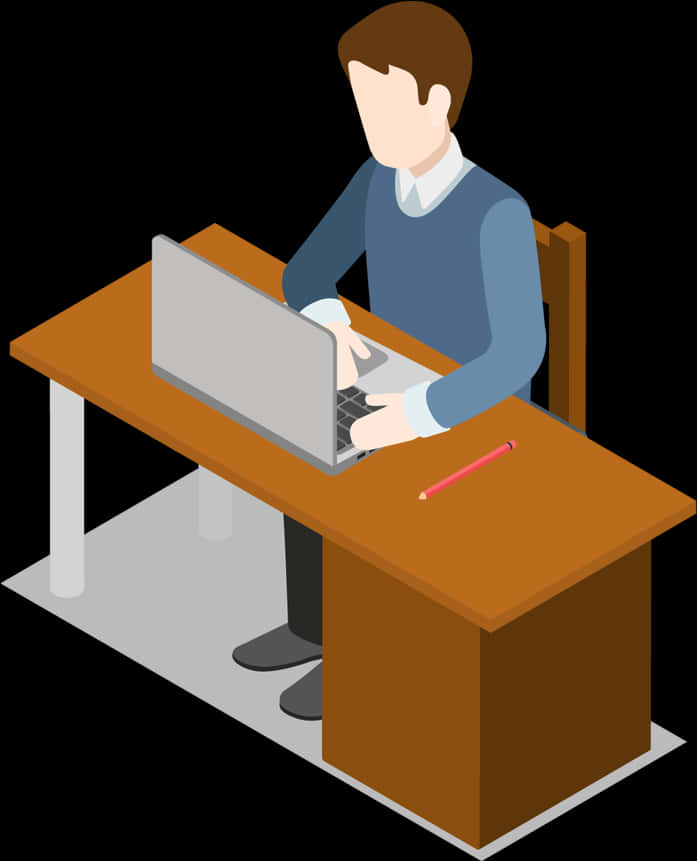 Professional Man Workingon Computer Illustration PNG Image