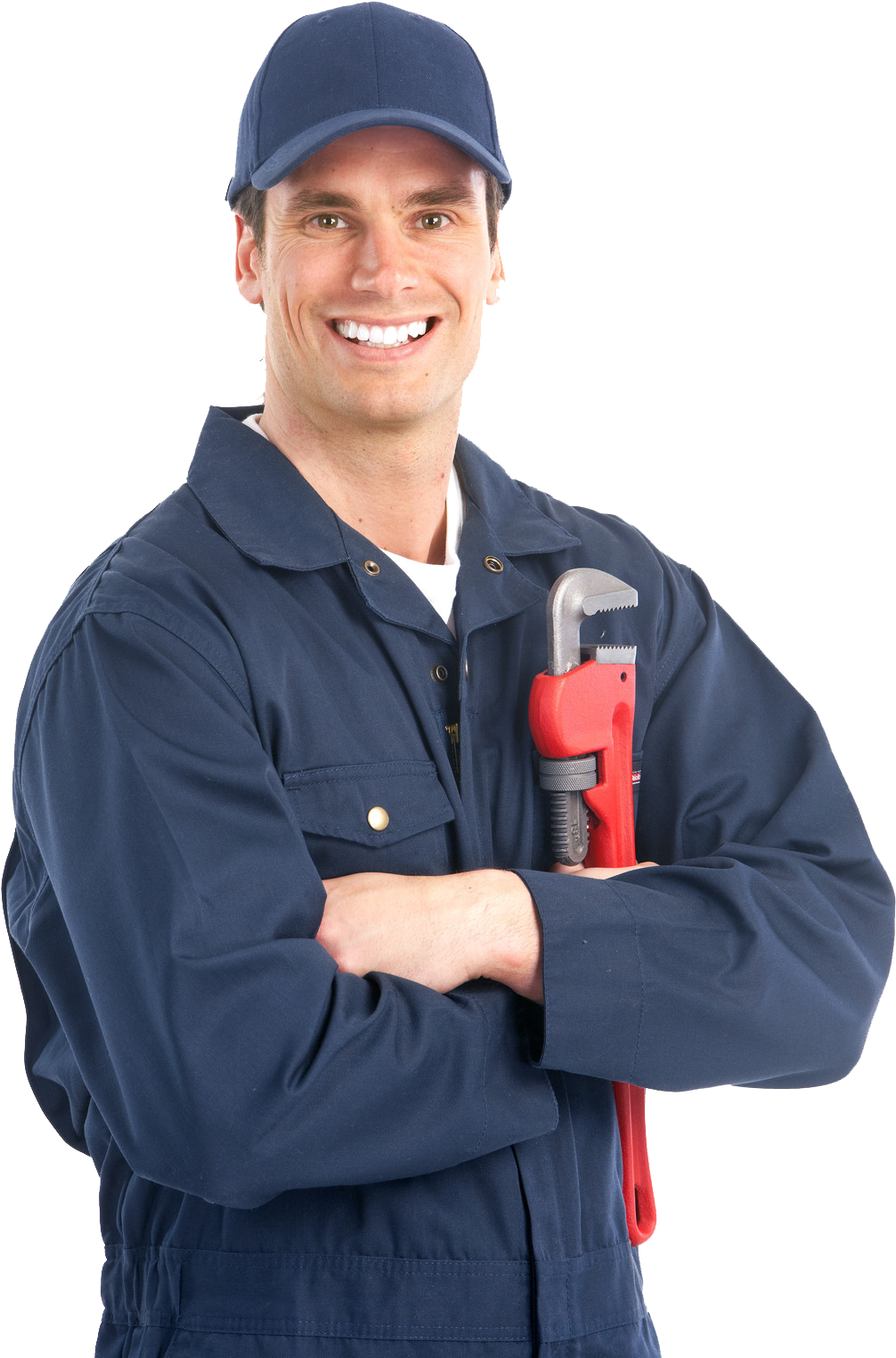 Professional Plumber Portrait With Wrench PNG Image