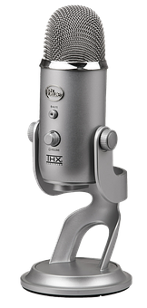 Professional U S B Microphone Standing PNG Image