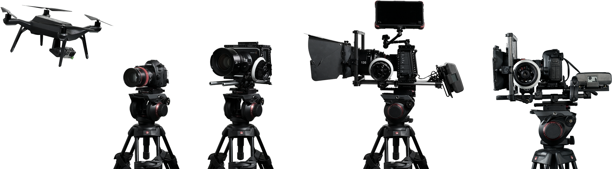 Professional Video Production Equipment Lineup PNG Image