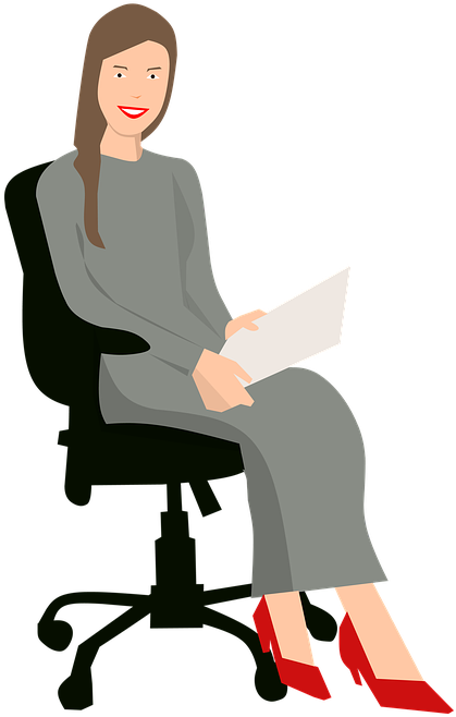 Professional Woman Sittingin Office Chair PNG Image