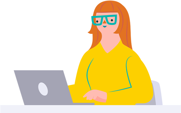 Professional Woman Using Laptop PNG Image