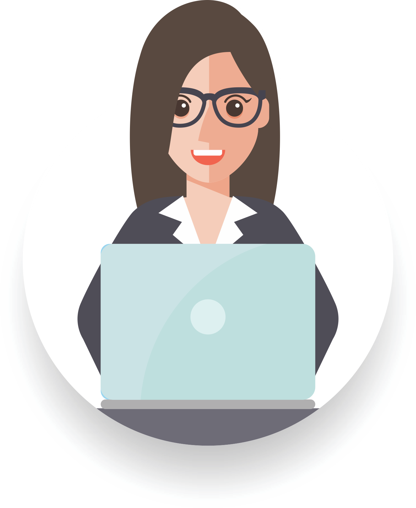 Professional Woman Using Laptop PNG Image