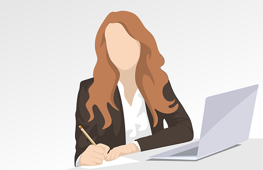 Professional Woman Workingat Desk PNG Image