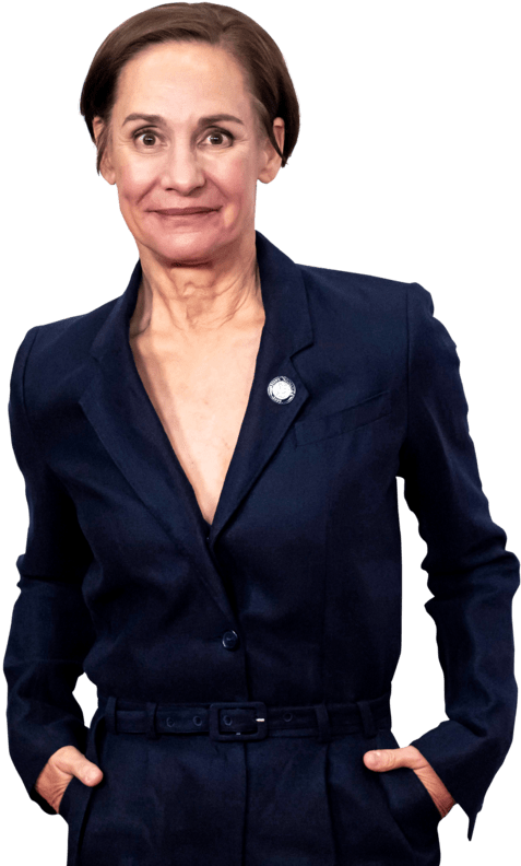 Professional Womanin Navy Blazer PNG Image