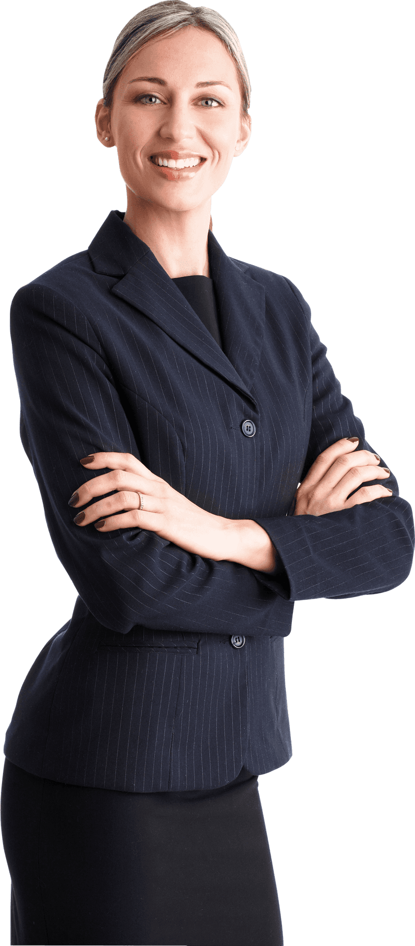 Professional Womanin Pinstripe Suit PNG Image