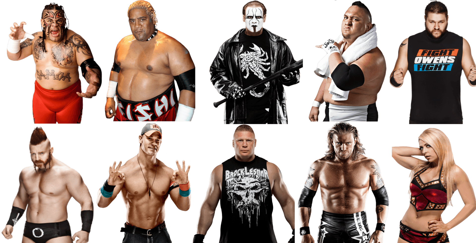 Professional Wrestlers Collage PNG Image