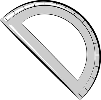 Protractor Graphic Blackand White PNG Image