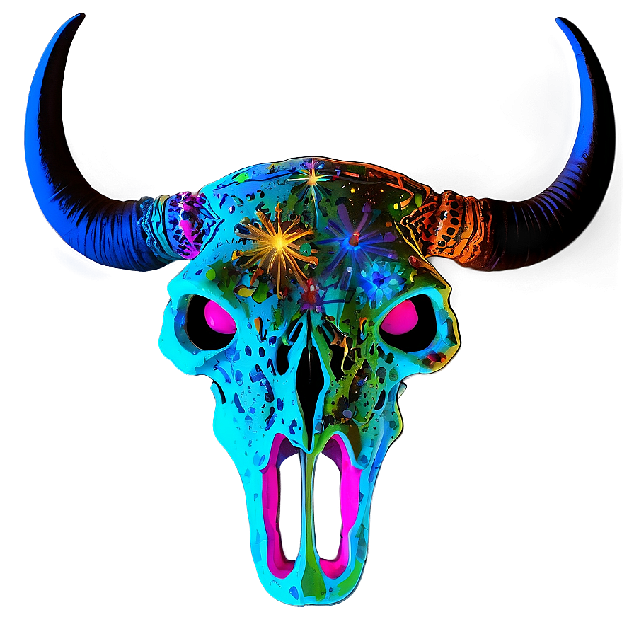 Psychedelic Cow Skull Png Lwy PNG Image