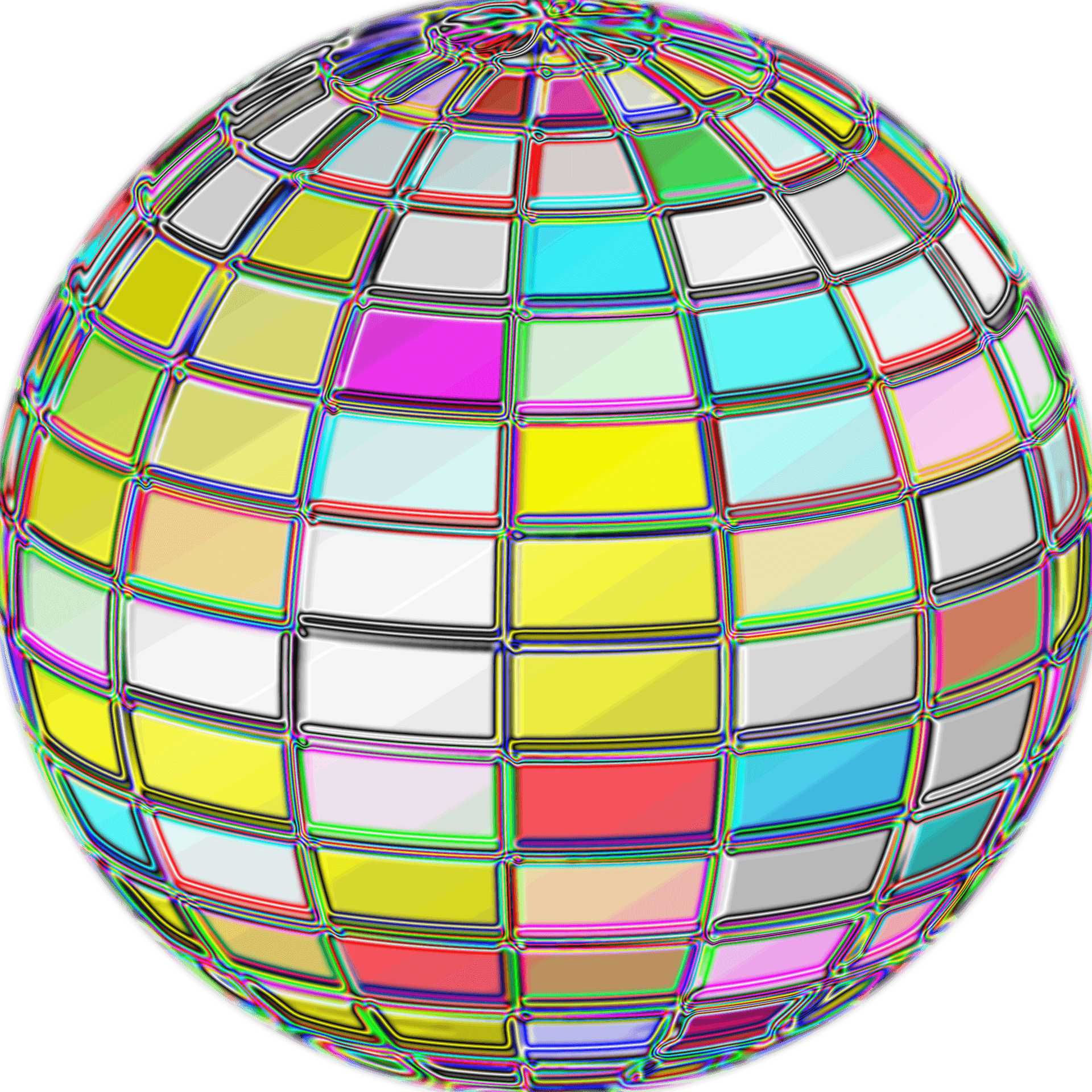 Psychedelic Disco Ball Abstract PNG Image