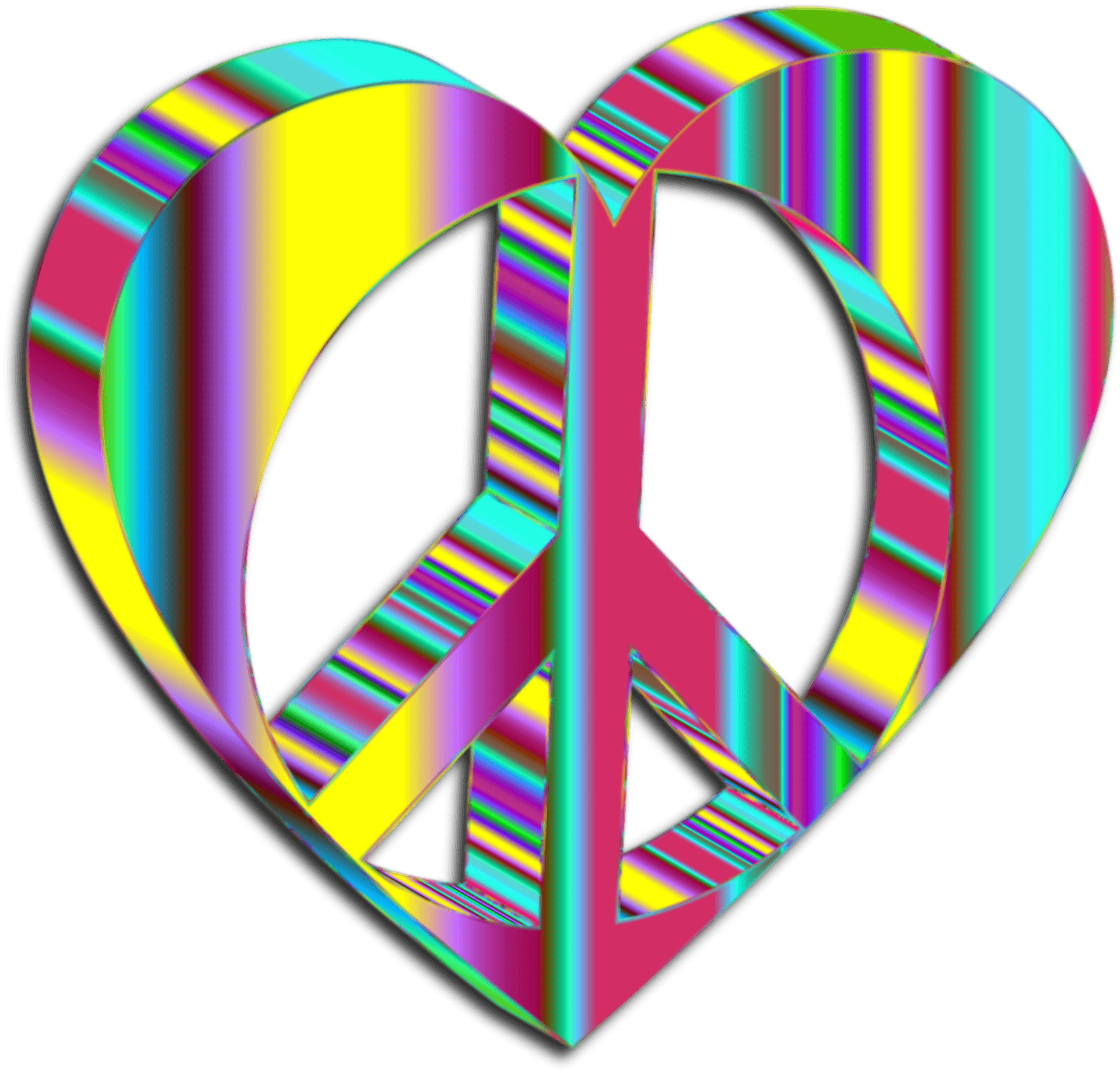 Psychedelic Peace Heart Design PNG Image