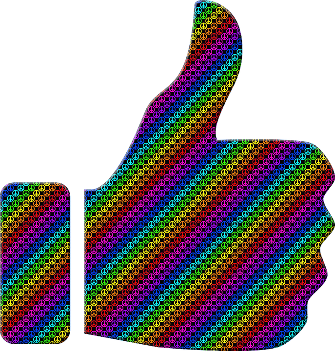 Psychedelic Peace Sign Thumbs Up PNG Image