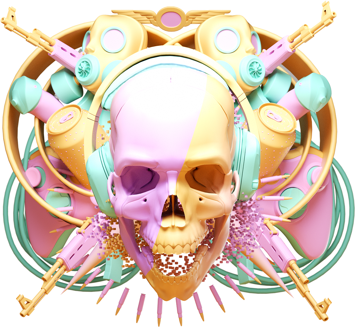 Psychedelic Skull Art PNG Image