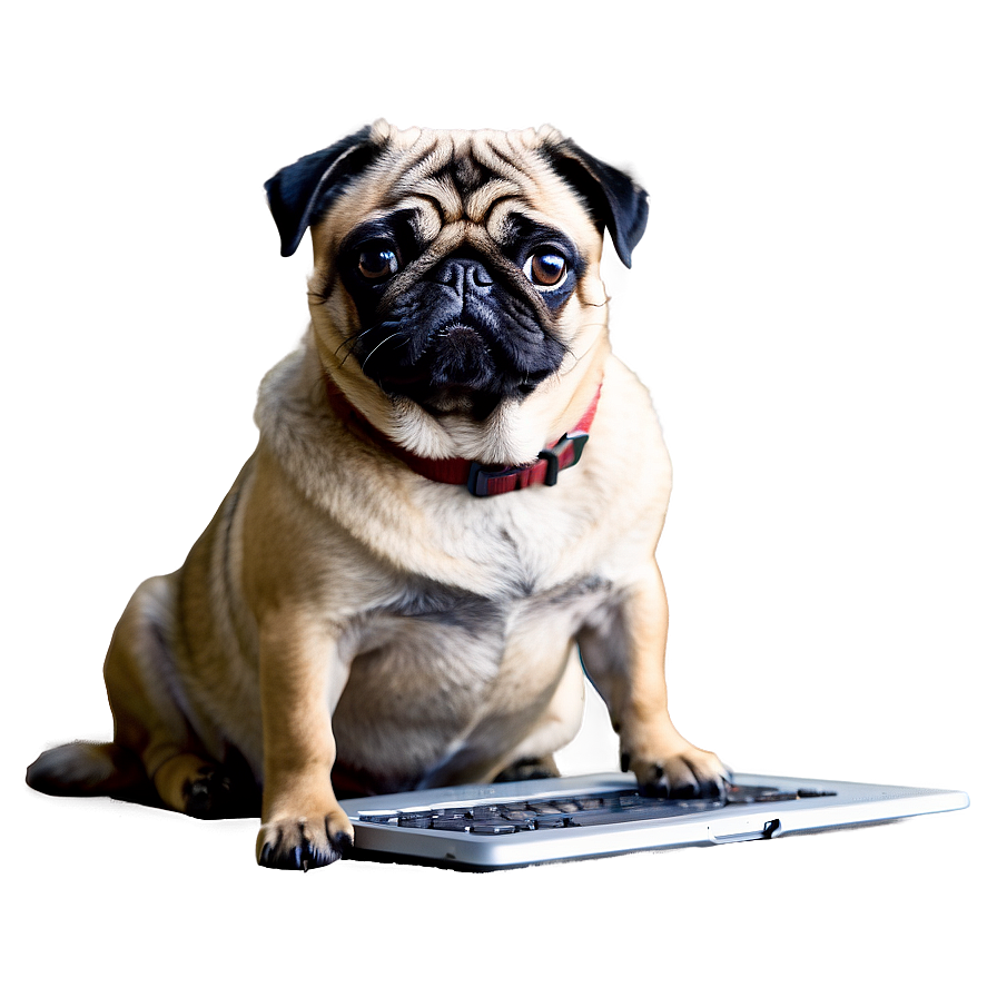 Pug With Laptop Png Ywu31 PNG Image