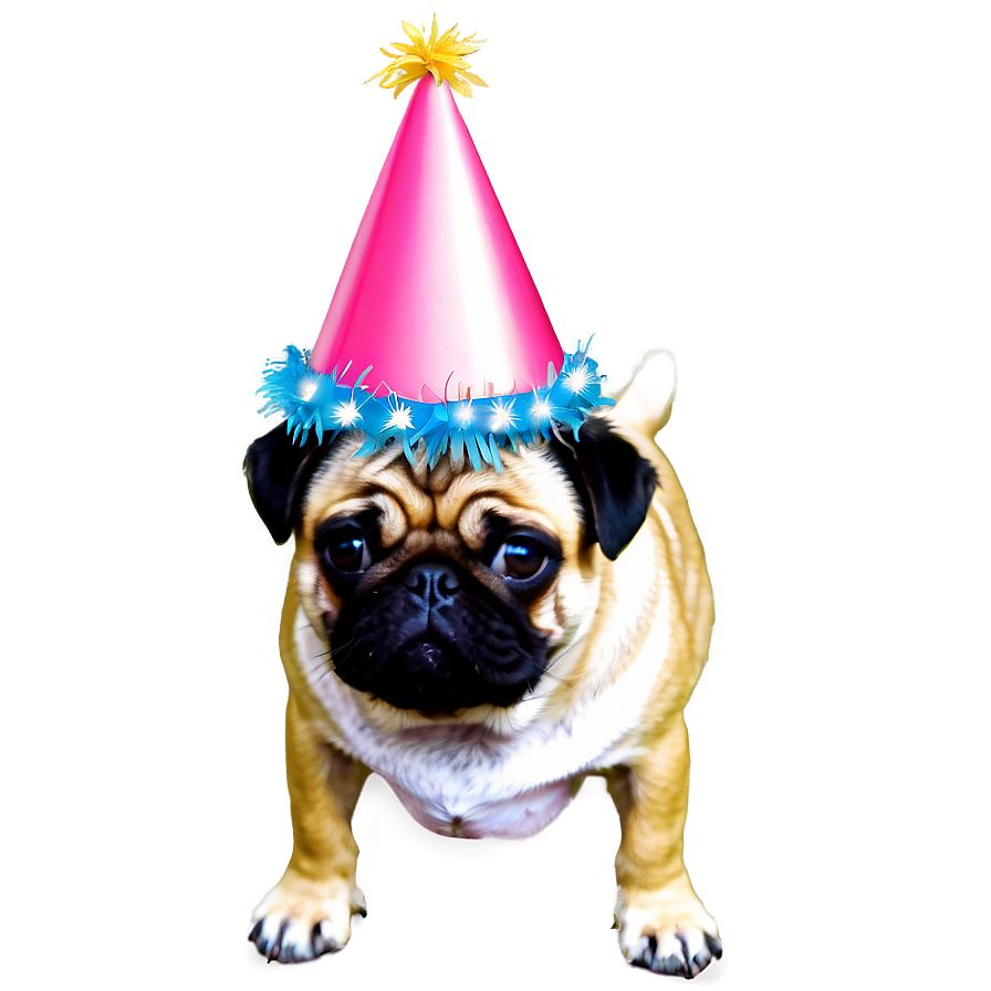 Pug With Party Hat Png Obh PNG Image