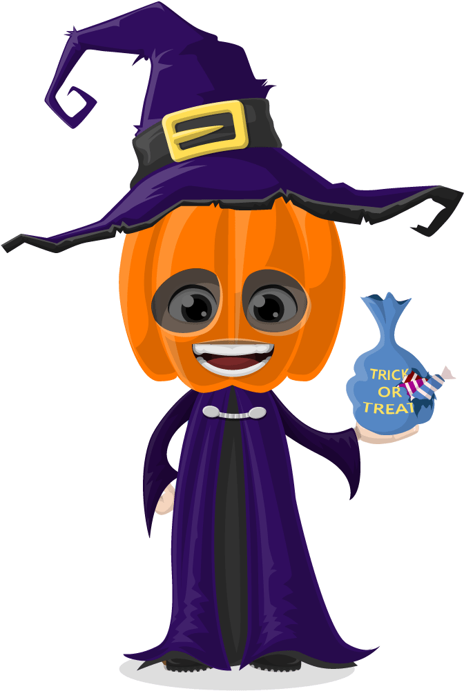 Pumpkin Witch Cartoon Halloween PNG Image