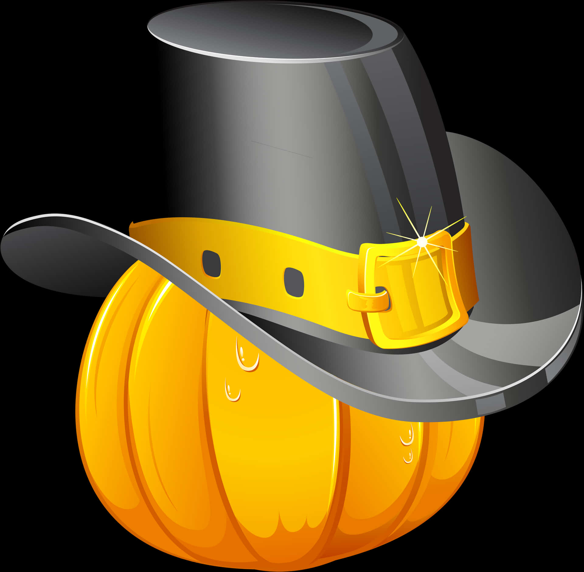 Pumpkin With Pilgrim Hat PNG Image