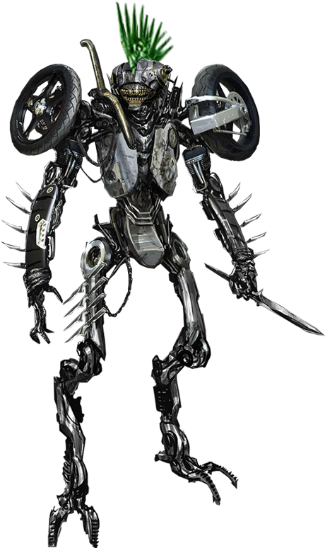 Punk Robot Motorcycle Transformer PNG Image