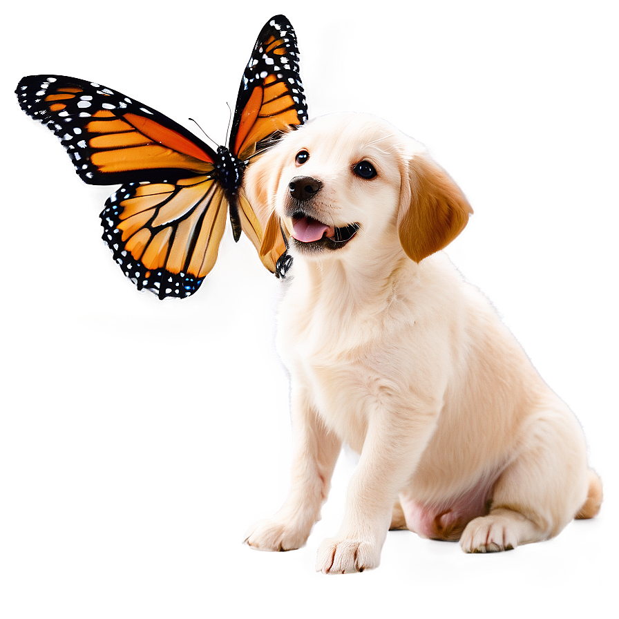 Puppy And Butterfly Png Ioy19 PNG Image