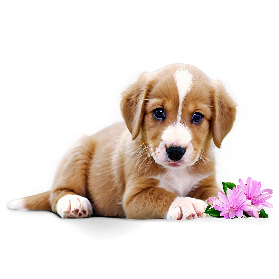 Puppy With Flowers Png Ful PNG Image