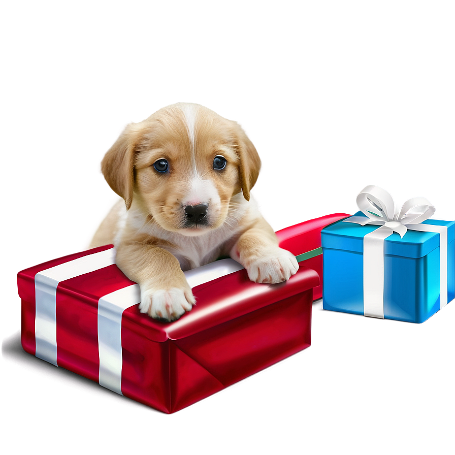 Puppy With Presents Png Mrw63 PNG Image