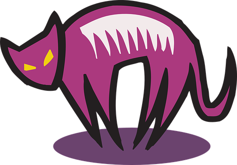 Purple Abstract Cat Illustration PNG Image