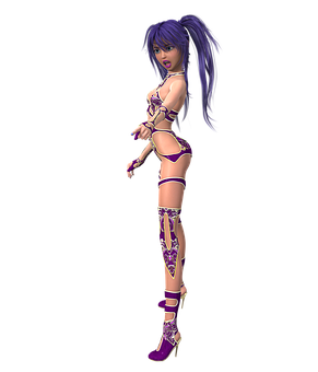 Purple Anime Character Fantasy Costume PNG Image