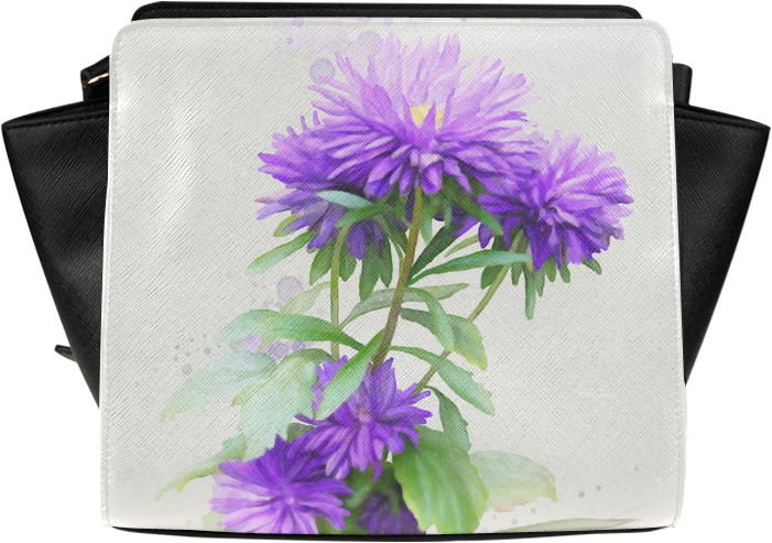 Purple Aster Floral Design Wallet PNG Image