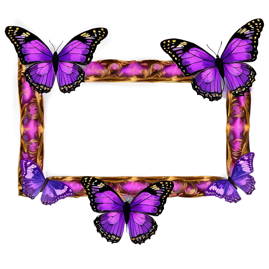 Purple Butterfly Frame Border Png 06262024 PNG Image