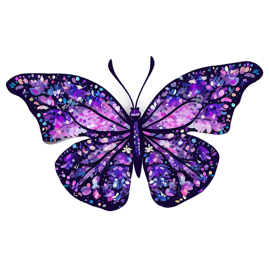 Purple Butterfly With Glitter Png 05232024 PNG Image