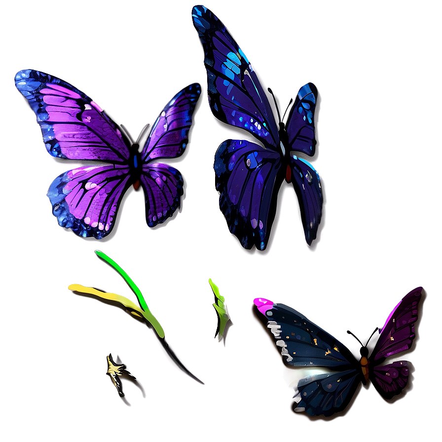 Purple Butterfly With Glitter Png Hdl46 PNG Image