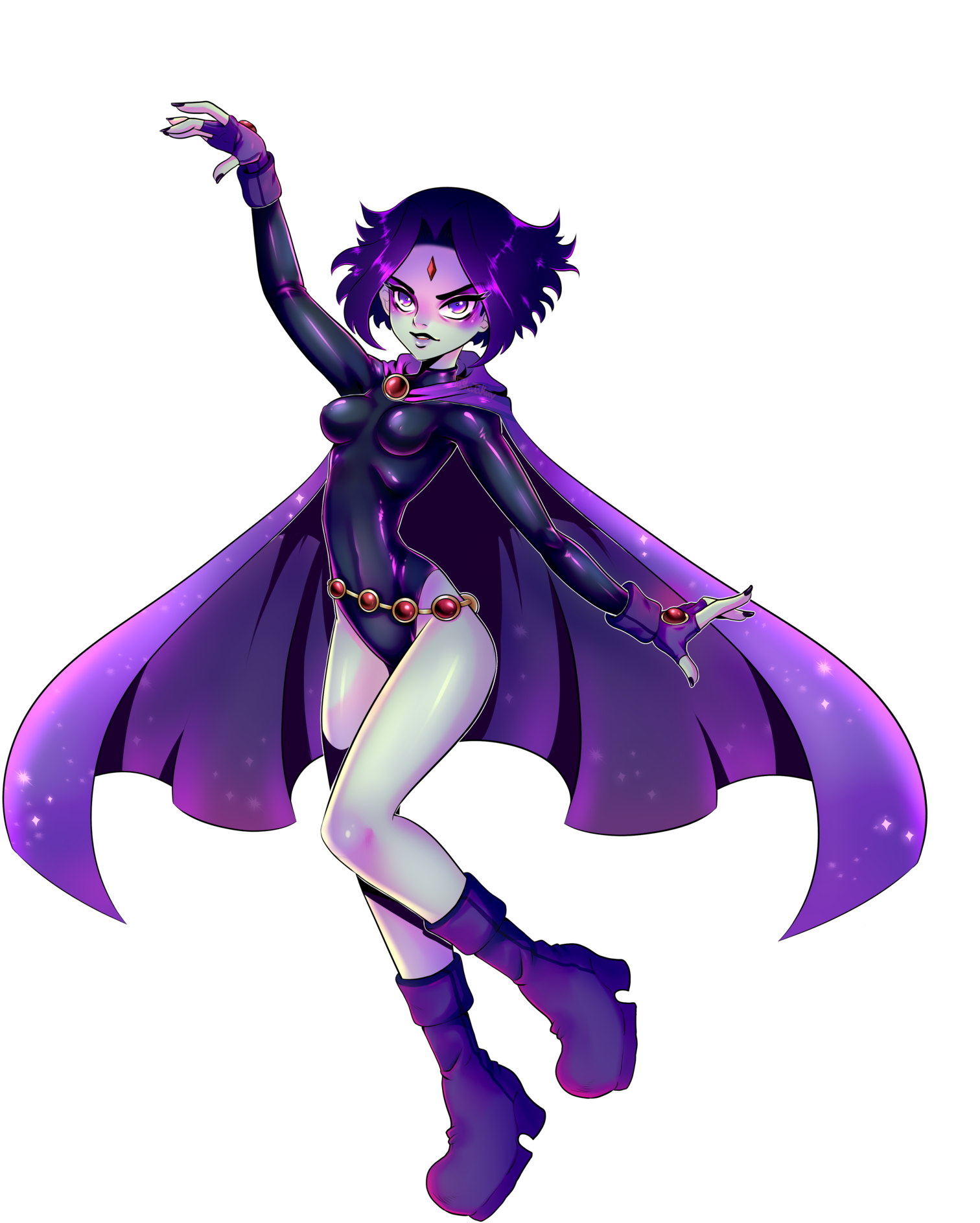 Purple Caped Anime Character PNG Image