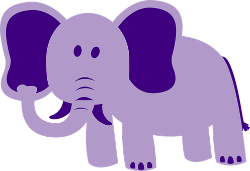 Purple Cartoon Elephant PNG Image