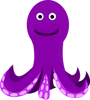 Purple Cartoon Octopus PNG Image