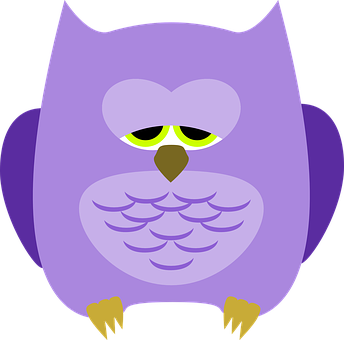 Purple Cartoon Owl Illustration PNG Image