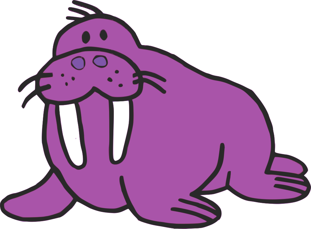 Purple Cartoon Walrus PNG Image