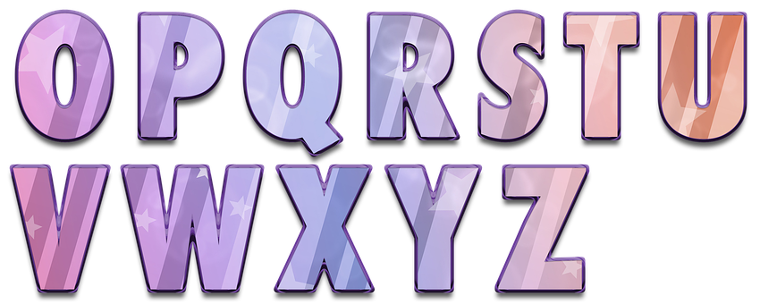 Purple Crystal Alphabet Letters O Pto Z Z PNG Image