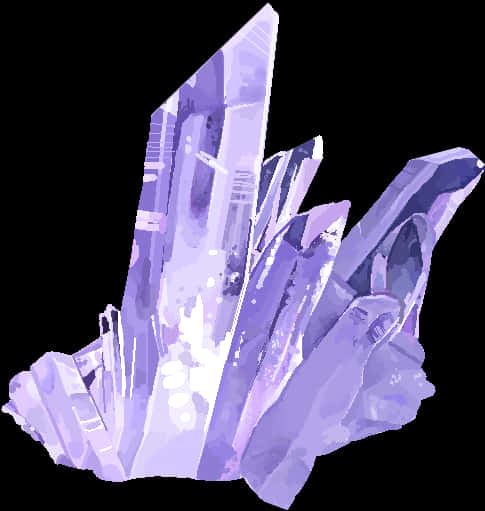 Purple Crystal Cluster Illustration PNG Image